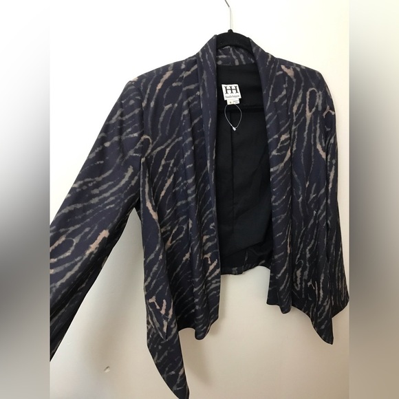 HAUTE Hippie Womens Animal Print Open Front Lined Asymmetrical Blazer Size 8 - Picture 7 of 16